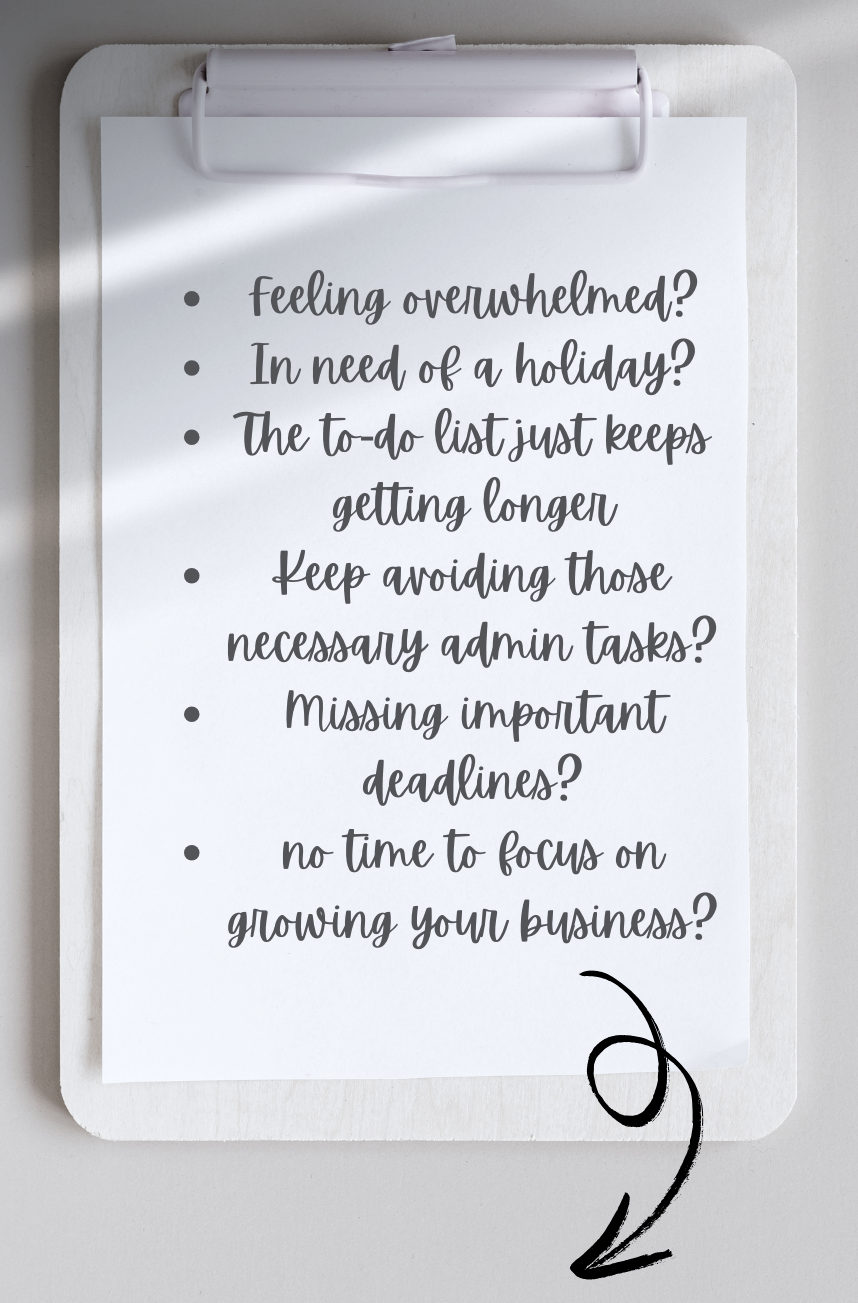 Clipboard with questions - Sally Kirk - Your Virtual Assistant